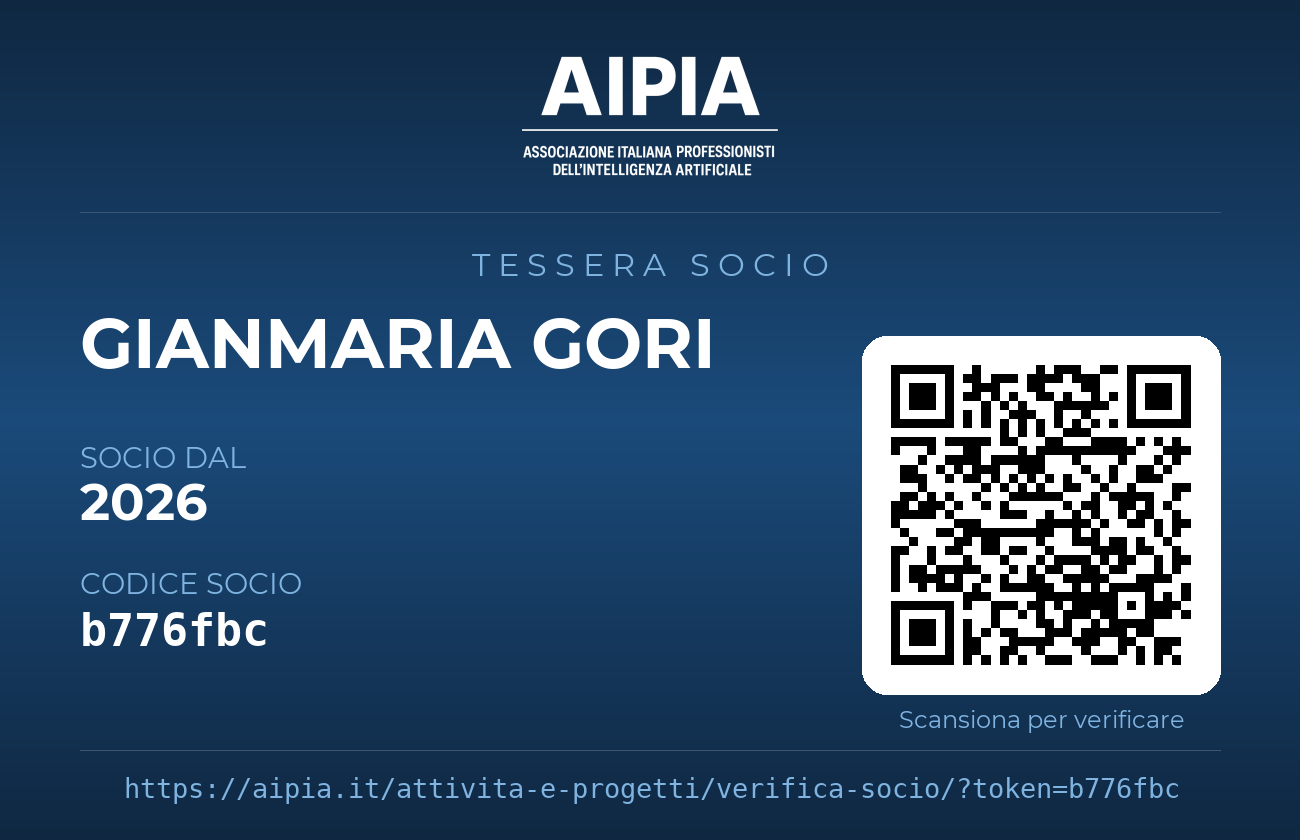 Tessera socio AIPIA 2026 di Gianmaria Gori